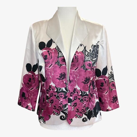 Draper's & Damon's White Satin Blazer and Pink Maxi Skirt Two Piece Set - Picture 3 of 14